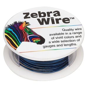 Wire, Zebra Wire&trade;, color-coated copper, sapphire blue, round, 18 gauge. Sold per 10-yard spool.