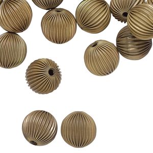 Bead 1pkg24 brass, 17-18mm corrugated round
