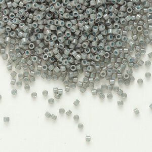 Seed bead, Delica&reg; 1pkg7.5g glass, #11 round, opaque light grey / outside dyed (DB-0652)