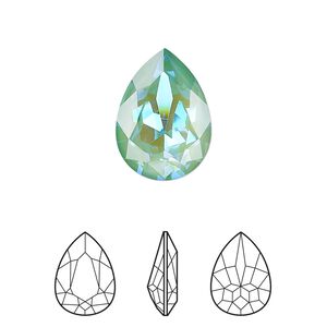 Fancy stone 1pk crystal silky sage DeLite, Crystal Passions&reg; 18x13mm pear 4320