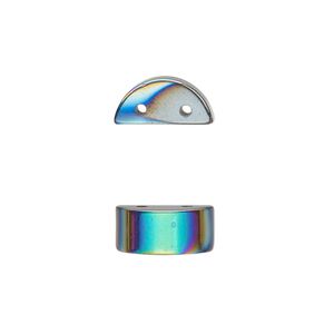 Hemalyke&trade; 1pkg10, electroplated 2-hole flat half round spacer bead 13x6mm