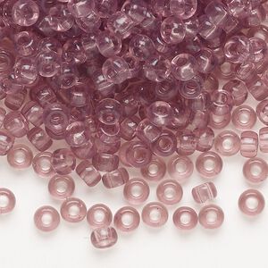 Seed bead, Miyuki, glass, pkg/25g, #6 rocaille, transparent smoky amethyst (RR-142).