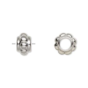 Bead 1pkg2 stainless steel, 11x7.5mm bumpy rondelle / I.D. 5.5mm