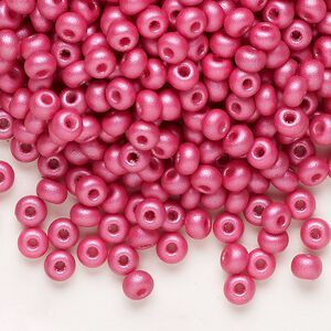 Seed bead, Preciosa Ornela Czech glass, pkg/50g, #6 rocaille, opaque PermaLux dyed magenta chalkwhite, (22011).