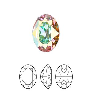 Fancy stone 1pk crystal AB foil back, Preciosa MAXIMA Czech crystal rhinestone 18x13mm oval
