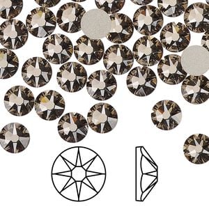 Flat back 144pk greige foil back, Crystal Passions&reg; 6.32-6.5mm rose round SS30 2088