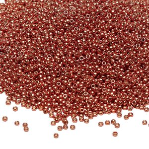 Seed bead, Miyuki 1pkg35g glass, #15 rocaille, Duracoat&reg; opaque galvanized copper / outside dyed (RR-4207)