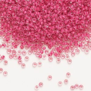 Seed bead, Preciosa Ornela Czech glass, pkg/500g, #11 rocaille, transparent terra intensive pink-lined clear, (08A77).