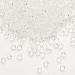 Seed bead, Dyna-Mites&trade;, glass, transparent clear, #8 round. Sold per 1/2 kilogram pkg.