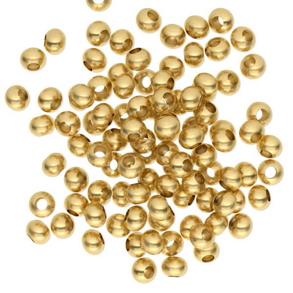 Bead 1pkg100 gold-finished, 4x2.5mm rondelle, brass image number 0