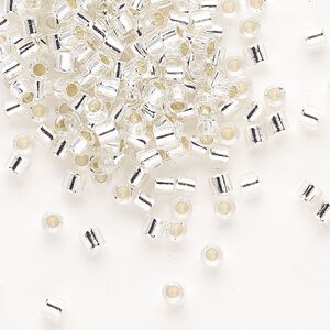 Seed bead, Delica&reg;, glass, pkg/50g, #8 round, transparent silver-lined crystal clear (DBL-0041).
