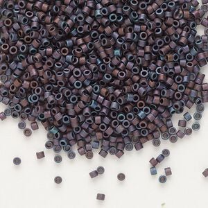 Seed bead, Delica&reg;, glass, pkg/50g, #11 round, opaque matte metallic iris dark purple (DB-0323).