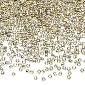 Seed bead, TOHO BEADS&reg;, glass, pkg/50g, #11 round, opaque galvanized PermaFinish aluminum (TR-11-PF558).