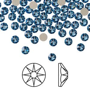 Flat back 144pk cool blue foil back, Crystal Passions&reg; Regenerated 3.8-4mm rose round SS16 2088
