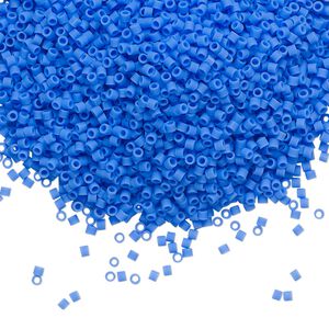 Seed bead, Delica&reg;, glass, pkg/250g, #15 round, opaque matte cyan blue (DBS-1588).