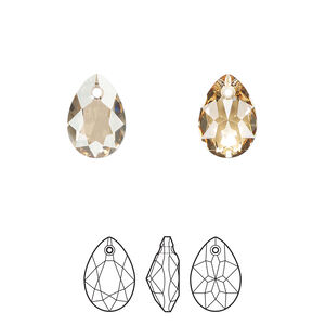 Drop 48pk crystal golden shadow, Swarovski&reg; 11.5mm pendant pear cut 6433