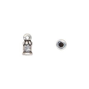 Cord end, TierraCast&reg;, glue-in, antique silver-plated pewter (tin-based alloy), 7x5mm palace, 2mm inside diameter. Sold per pkg of 2.