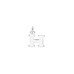 Charm, sterling silver, 9x7mm block alphabet letter "H." Sold individually.