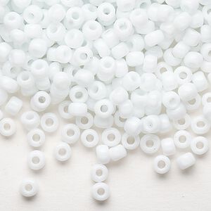 Seed bead, Dyna-Mites&trade;, glass, opaque white, #6 round. Sold per 1/2 kilogram pkg.
