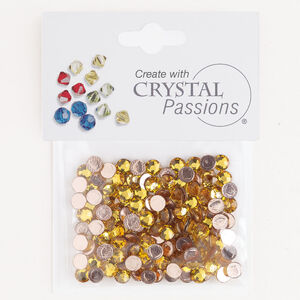 Flat back 1pkg144 sunflower, Crystal Passions&reg; rhinestone 4.60-4.80mm hotfix round SS20