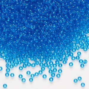 Seed bead, Preciosa Ornela Czech glass, pkg/50g, #11 rocaille, transparent sea blue, (60150).