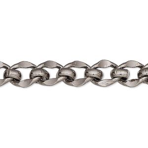 Chain 1pkg1 gunmetal-plated long & short, 8mm, brass 50 foot unfinished