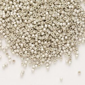 Seed bead, Delica&reg; 1pkg7.5g glass, #11 round, opaque semi-matte galvanized silver / outside dyed (DB-1151)