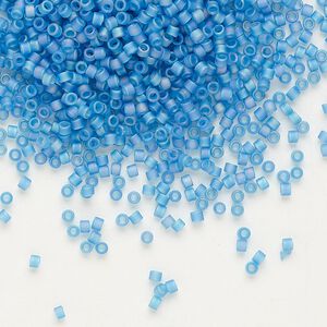 Seed bead, Delica&reg;, glass, pkg/250g, #11 round, translucent matte rainbow Capri blue (DB-0862).