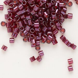 Seed bead, Delica&reg;, glass, pkg/50g, #8 round, translucent gold luster wine (DBL-0116).