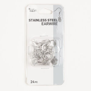 Ear wire fishhook 1pkg24, 17mm / open loop, stainless steel 21 gauge 12 pair