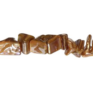 Mother-of-pearl shell 1pkg1, chip bead 14 inch burnt umber AB medium