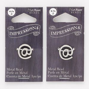 Bead 1pkg2 silver-finished "pewter", 13x12mm symbol @