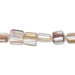 Mother-of-pearl shell 1pkg1, triangular rectangle bead natural 15.5 to 16 inch 7x6mm