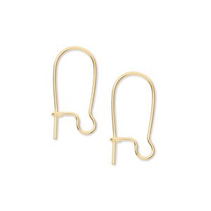 Ear wire, gold-plated brass, 18mm kidney with open loop, 21 gauge. Sold per pkg of 250 pairs.