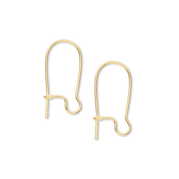 Ear wire, gold-plated brass, 18mm kidney with open loop, 21 gauge. Sold per pkg of 250 pairs. image number 0
