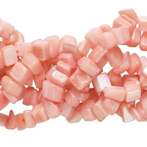 Mother-of-pearl shell 1pkg6, chip bead 6 inch salmon small