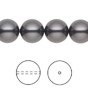 Pearl 10pk black, Crystal Passions&reg; 12mm round 5810