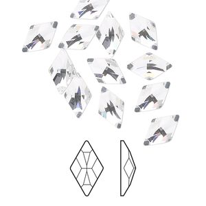Flat back 12pk crystal foil back, Crystal Passions&reg; 10x6mm rhombus 2709