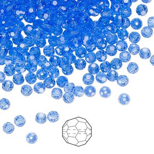Bead 720pk sapphire, Preciosa Czech crystal 3mm round