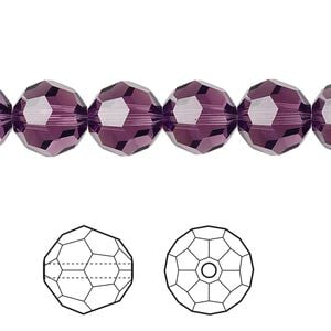 Bead 24pk amethyst, Crystal Passions&reg; 10mm round 5000