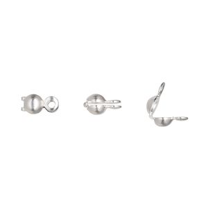 Bead tip bottom clamp-on 1pkg500 silver-plated, 6.5x3.5mm / closed loop / 0.046 inch inside diameter, brass / Hot Tips&reg;