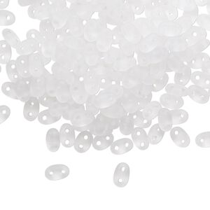Seed bead, Preciosa Twin&trade; Czech glass, pkg/250g, 5x2.5mm oval, translucent matte clear, (00050).