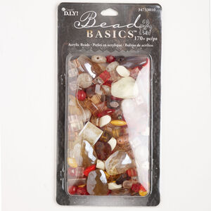 Bead mix 1pkg170, acrylic, mixed colors, 6mm-30x24mm mixed shapes.