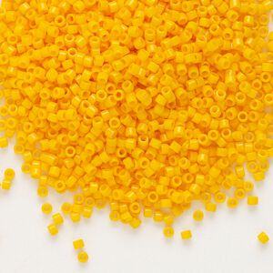 Seed bead, Delica&reg;, glass, pkg/7.5g, #11 round, Duracoat&reg; opaque outside dyed light squash (DB-2103).