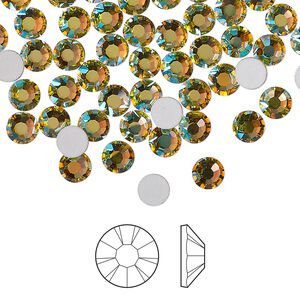 Flat back 1440pk acid yellow AB foil back, Preciosa MAXIMA Czech crystal rhinestone 4.6-4.8mm chaton rose round SS20