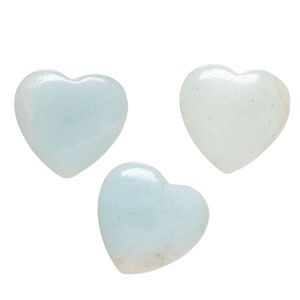 Amazonite 1pkg3, half-drilled puffed heart bead natural, 17-19mm