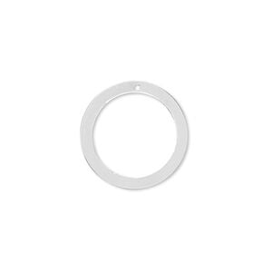 Drop, sterling silver, 18mm open round. Sold per pkg of 4.
