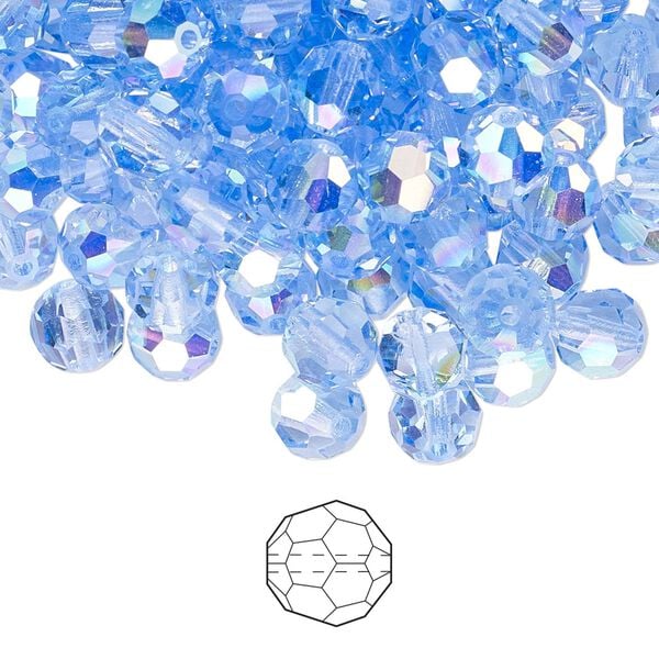 Bead 24pk light sapphire AB, Preciosa Czech crystal 6mm round image number 0