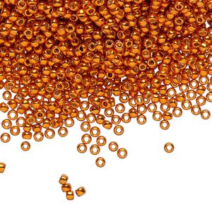 Seed bead, TOHO BEADS&reg;, glass, pkg/250g, #11 round, opaque galvanized PermaFinish saffron (TR-11-PF562).