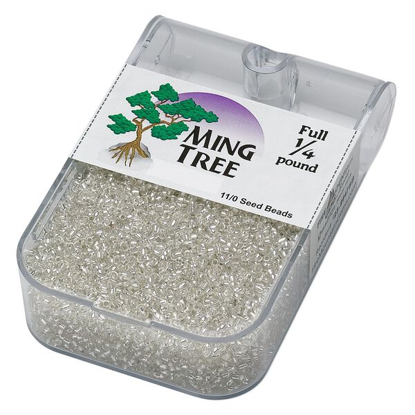 Seed bead, Ming Tree&trade;, glass, pkg/1/4 pound, #11 round, transparent silver-lined clear. image number 0